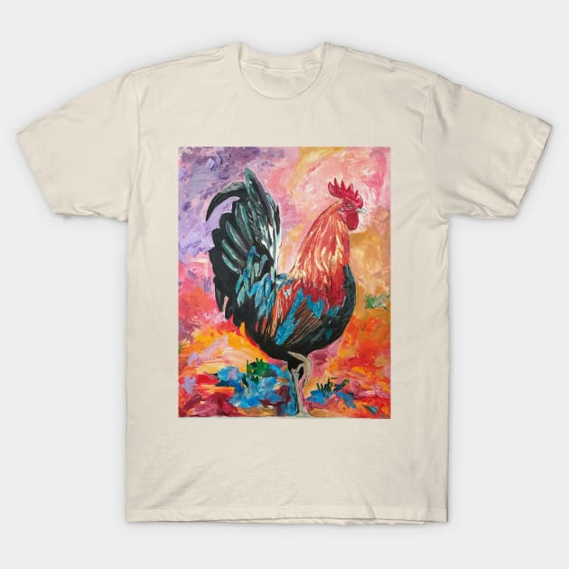 Max The Rooster By Nikki Limpert T-Shirt by Nik Inked Art